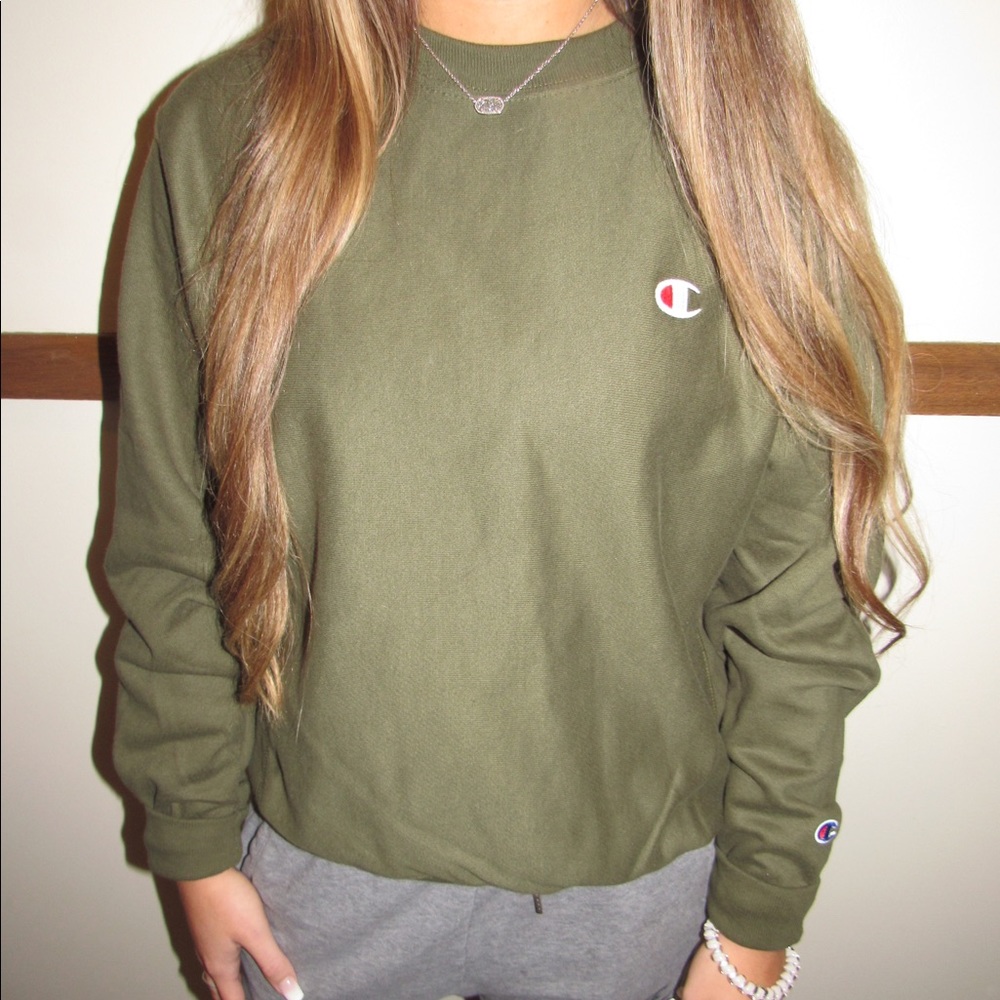 Champion New Crewneck Sweatshirt  Olive 🔥🔥🔥